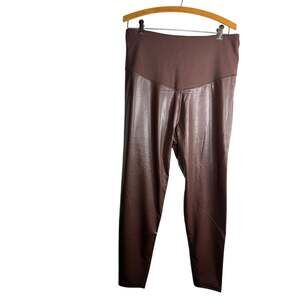 Gap Maternity Brown Faux Leather Coated Leggings Size M Over Belly